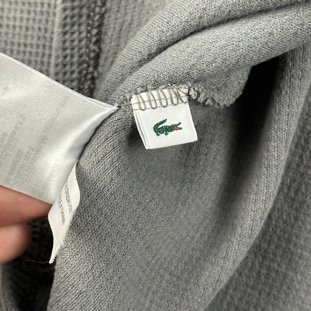 Lacoste Mens L Gray Thermal Long Sleeve Shirt Sleepwear Lounge Pajama Top - Picture 5 of 7